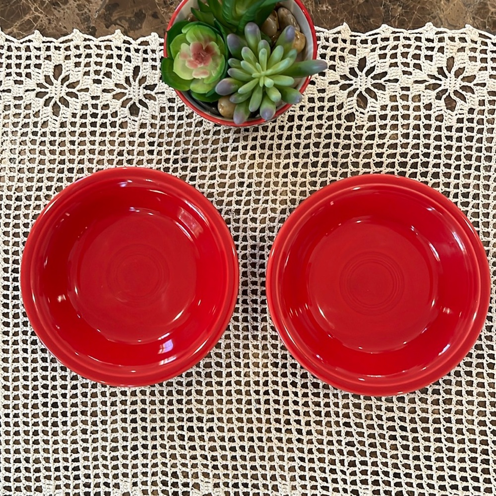 Fiesta Scarlet Red Fruit/Dessert/Salsa Bowls~ Set of 2~Lead-free China